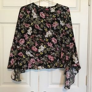 Catherine Malandrino Floral Top with Bell Sleeves